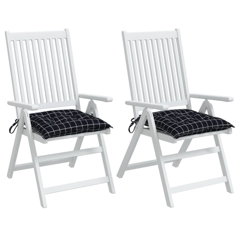 Produktbild för Stolsdynor 2 st svartrutig 50x50x7 cm oxfordtyg