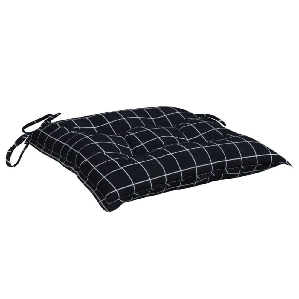 Produktbild för Stolsdynor 2 st svartrutig 50x50x7 cm oxfordtyg