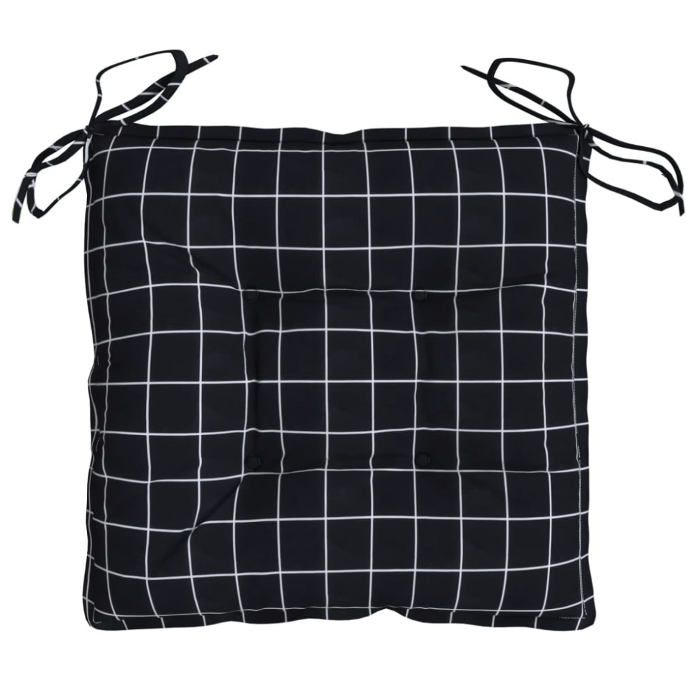 Produktbild för Stolsdynor 2 st svartrutig 50x50x7 cm oxfordtyg