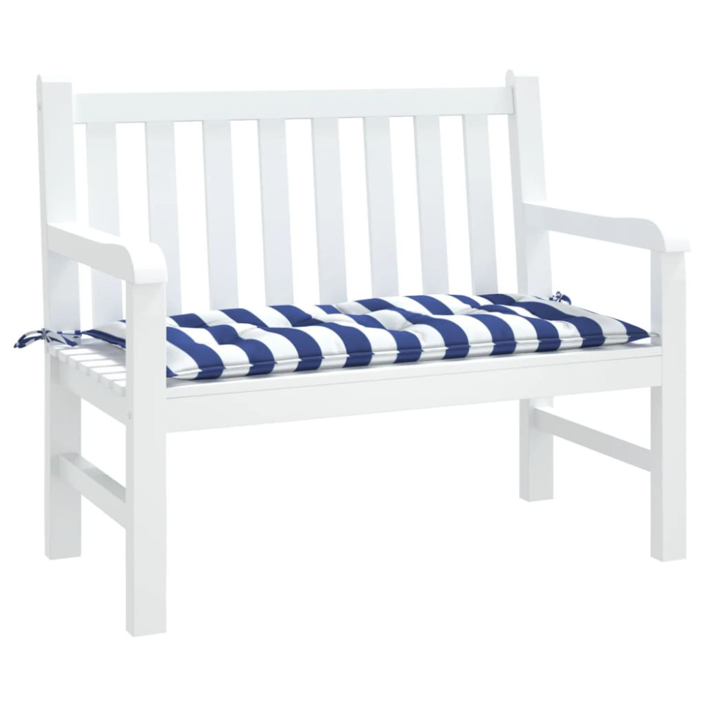 Produktbild för Bänkdyna blå&vit randig 110x50x7 cm tyg