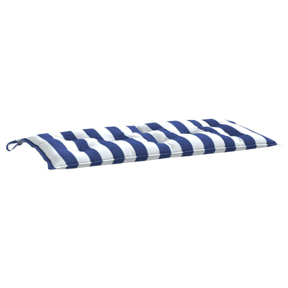 Produktbild för Bänkdyna blå&vit randig 110x50x7 cm tyg