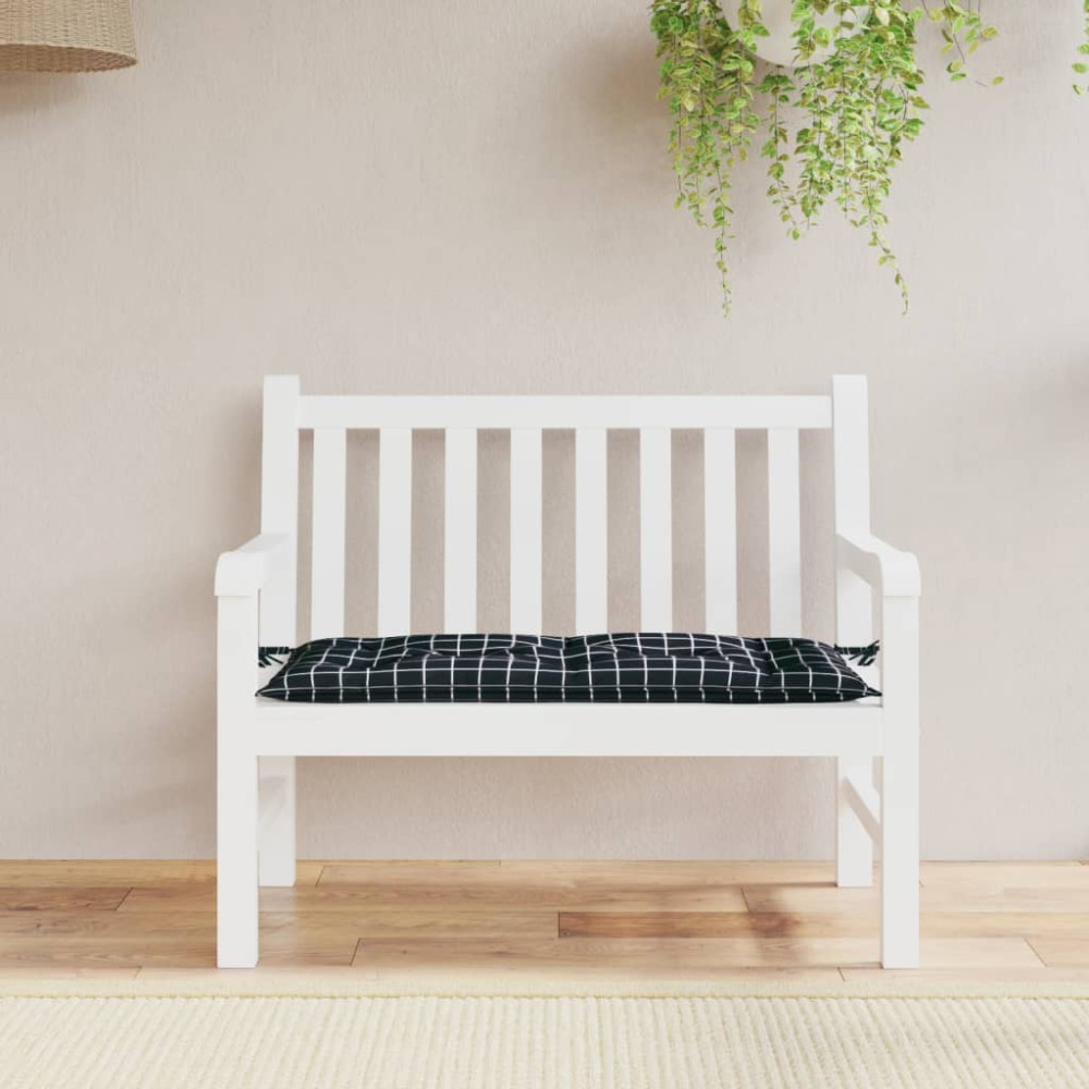Produktbild för Bänkdyna svartrutig 110x50x7 cm tyg