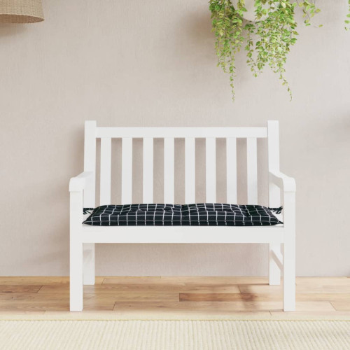 vidaXL Bänkdyna svartrutig 110x50x7 cm tyg