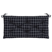 Produktbild för Bänkdyna svartrutig 110x50x7 cm tyg
