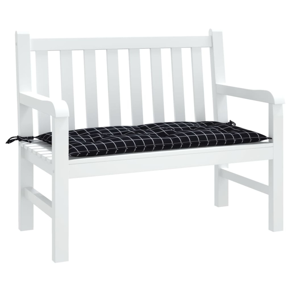 Produktbild för Bänkdyna svartrutig 110x50x7 cm tyg
