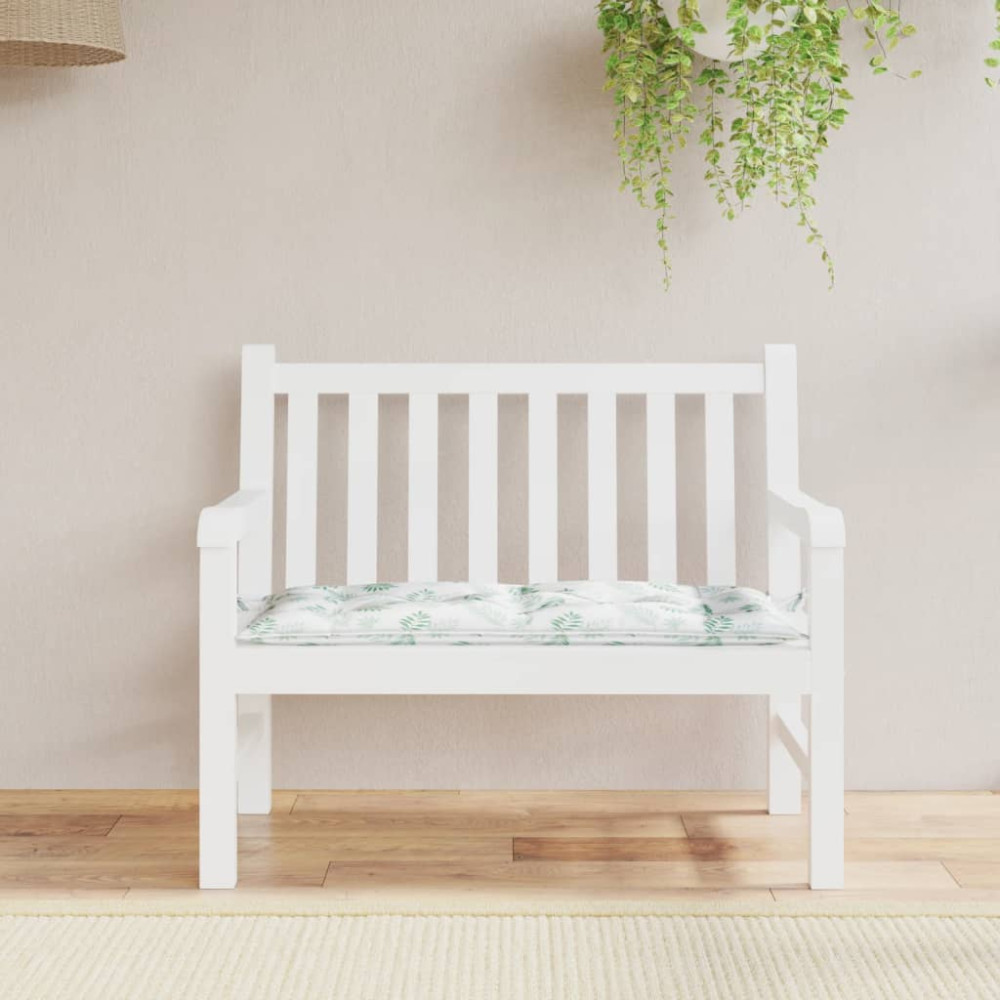 Produktbild för Bänkdyna bladmönster 110x50x7 cm tyg