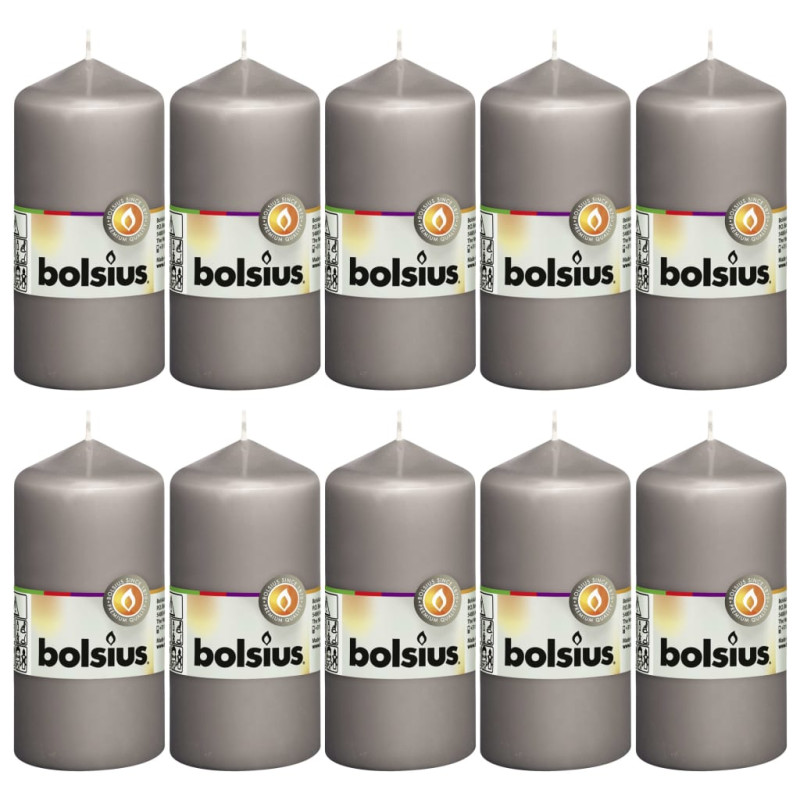 Produktbild för Bolsius Blockljus 10 st 120x58 mm varm grå