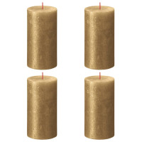 Produktbild för Bolsius Blockljus Shimmer 4-pack 130x68 mm guld