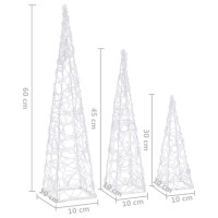 Produktbild för Ljuskoner set akryl LED blå 30/45/60 cm