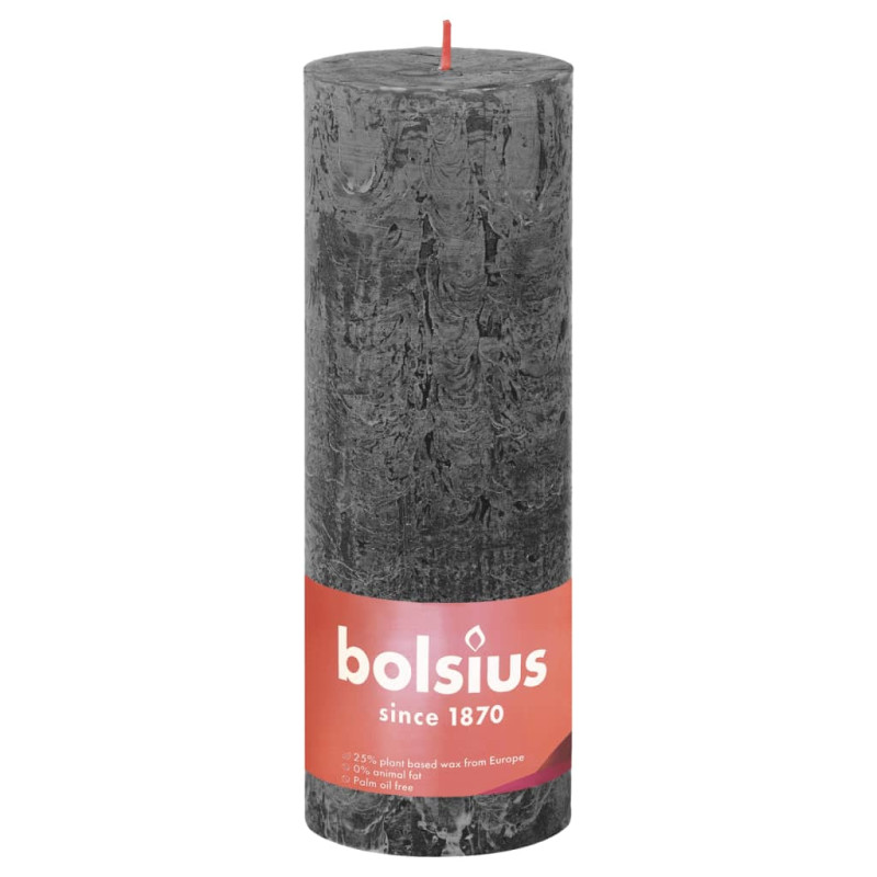 Produktbild för Bolsius Rustika blockljus 4-pack 190x68 mm stormgrå