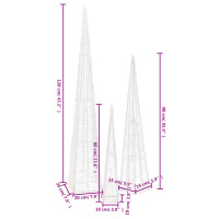 Produktbild för Ljuskoner LED set akryl varmvit 60/90/120 cm