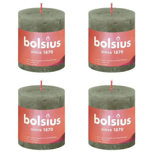 Bolsius Bolsius Rustika blockljus 4-pack 80x68 mm olivgrön
