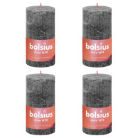 Produktbild för Bolsius Rustika blockljus 4-pack 130x68 mm stormgrå