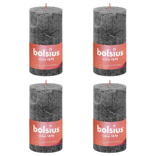 Bolsius Bolsius Rustika blockljus 4-pack 130x68 mm stormgrå