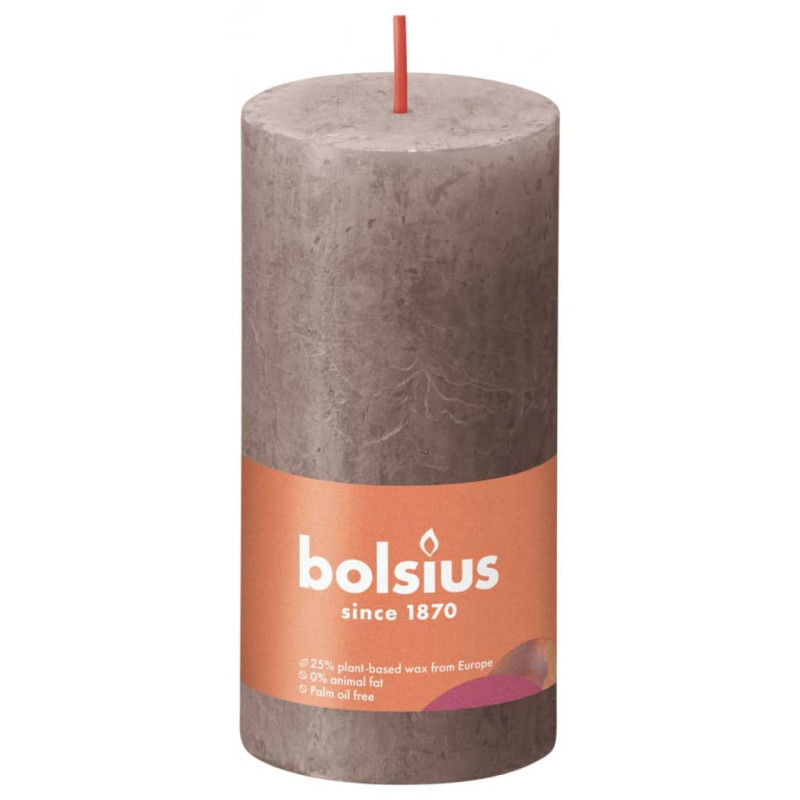 Produktbild för Bolsius Rustika blockljus Shine 8-pack 100x50 mm taupe