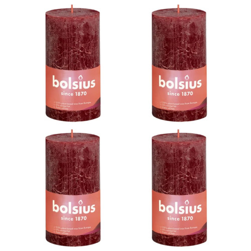 Bolsius Bolsius Rustika blockljus 4-pack 130x68 mm sammetsröd