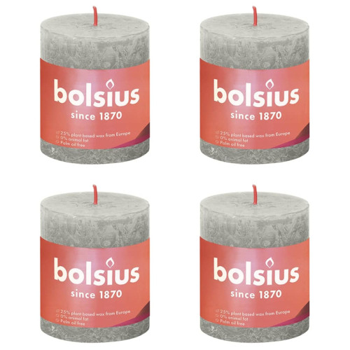 Bolsius Bolsius Rustika blockljus 4-pack 80x68 mm sandgrå
