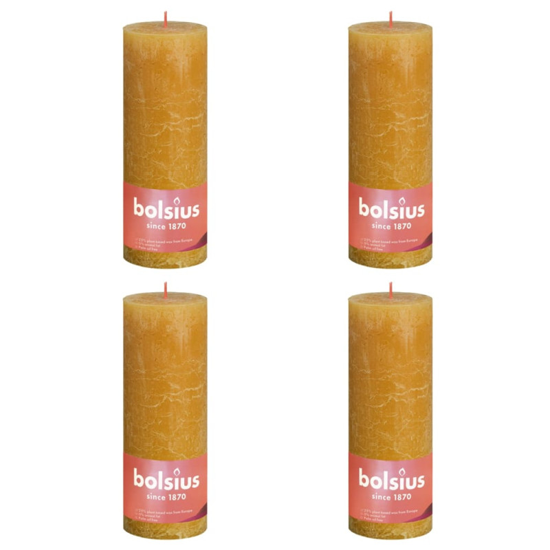 Produktbild för Bolsius Rustika blockljus 4-pack 190x68 mm honungsgul