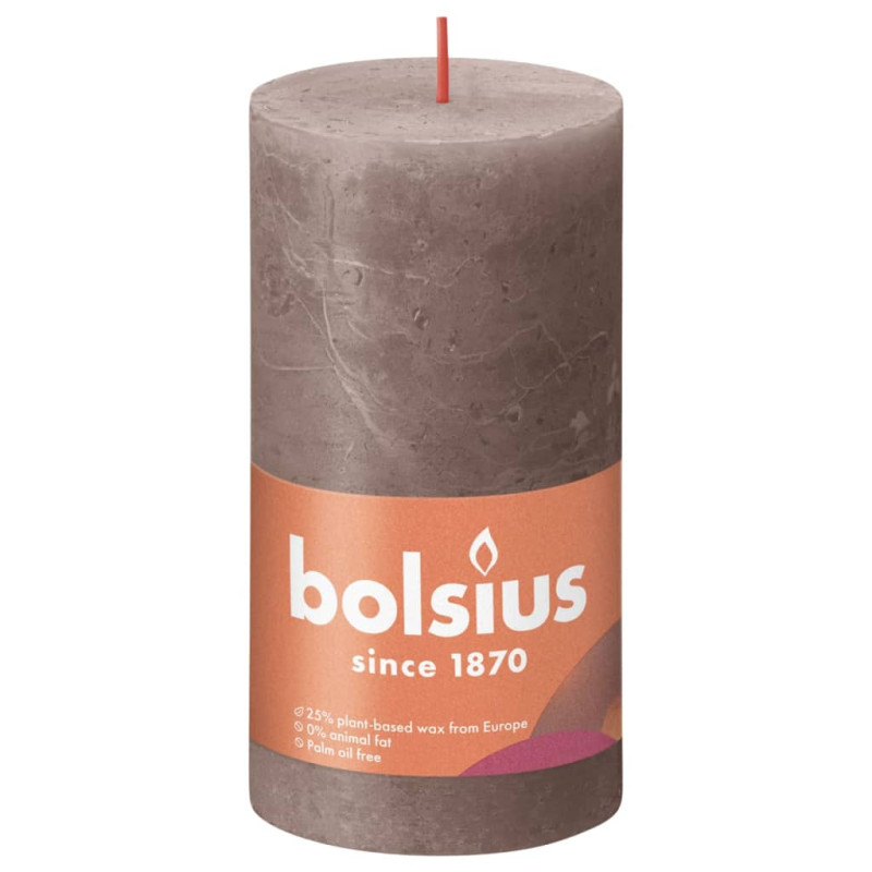 Produktbild för Bolsius Rustika blockljus 4-pack 130x68 mm rustik taupe