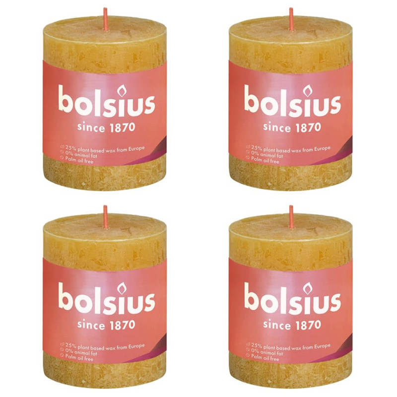 Produktbild för Bolsius Rustika blockljus 4-pack 80x68 mm honungsgul