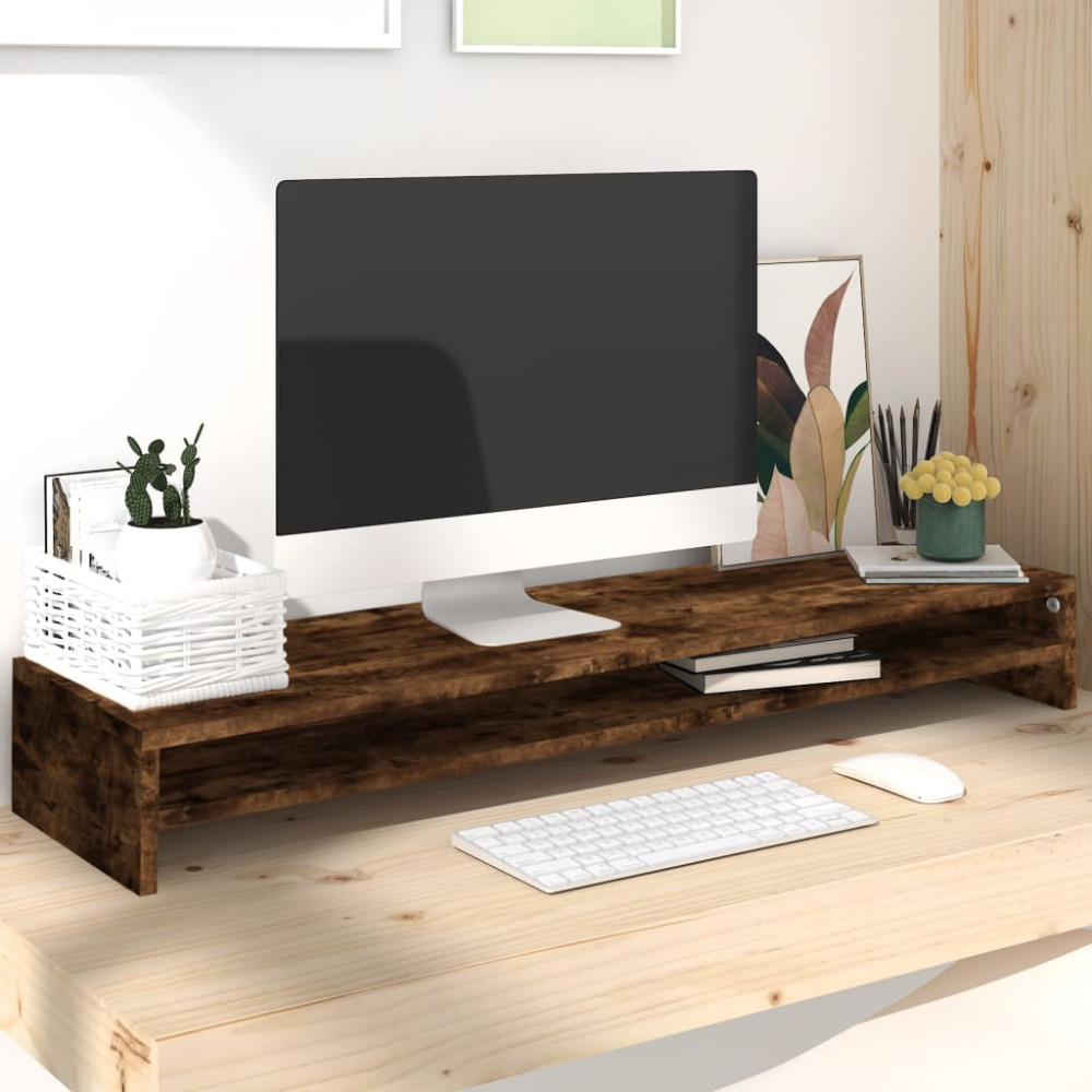 Produktbild för Skärmställ rökfärgad ek 100x24x13 cm konstruerat trä
