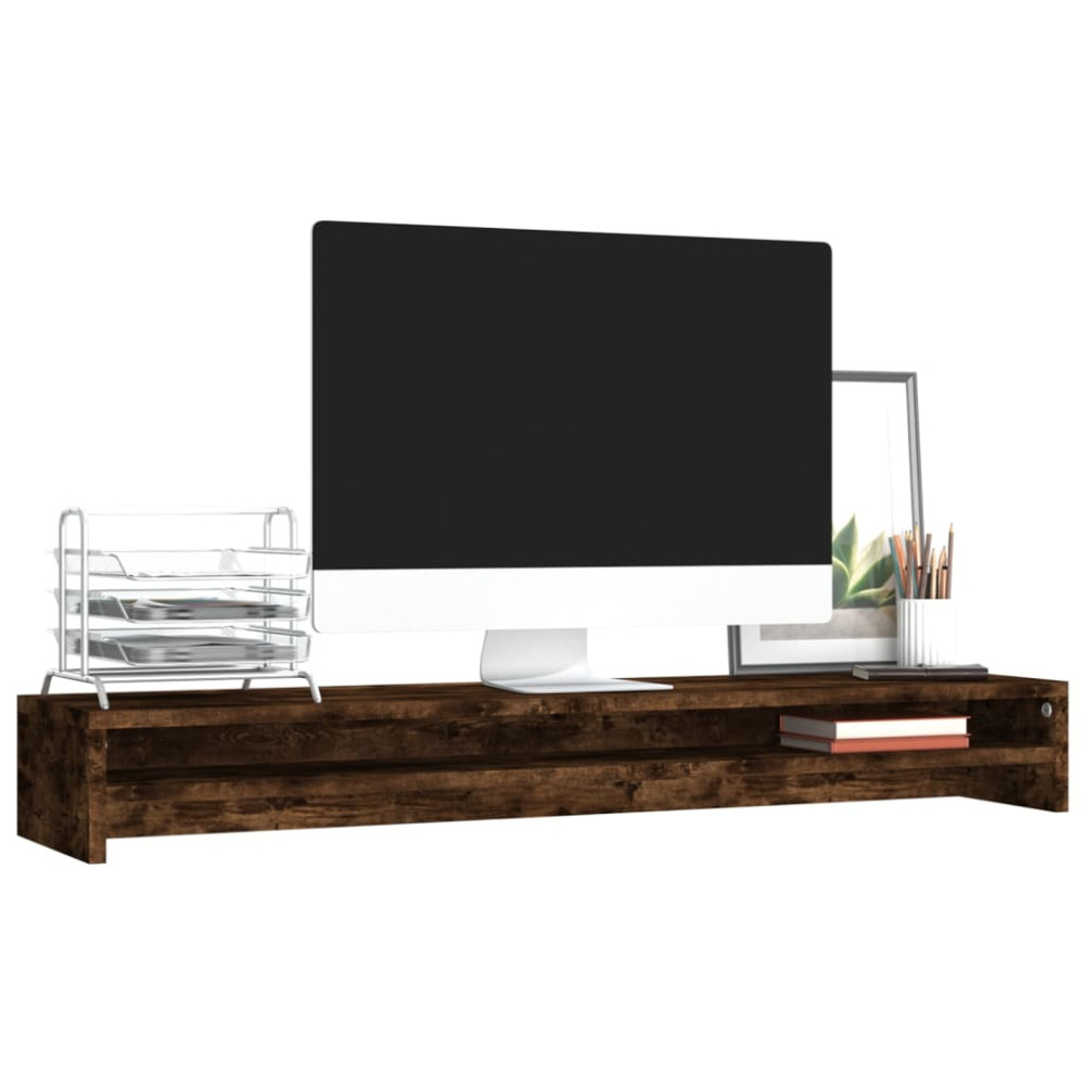Produktbild för Skärmställ rökfärgad ek 100x24x13 cm konstruerat trä