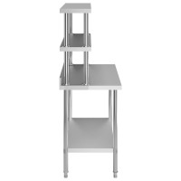 Produktbild för Arbetsbord med överhylla 120x60x150 cm rostfritt stål