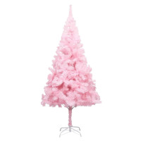 Produktbild för Belyst plastgran med fot rosa 210 cm PVC