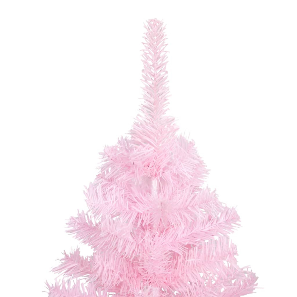 Produktbild för Belyst plastgran med fot rosa 210 cm PVC