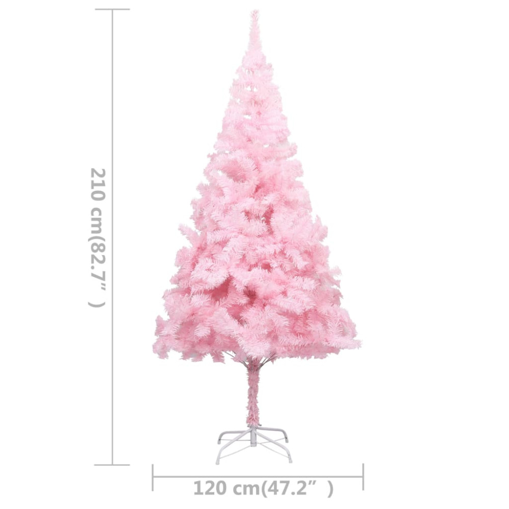 Produktbild för Belyst plastgran med fot rosa 210 cm PVC