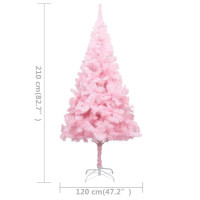 Produktbild för Belyst plastgran med fot rosa 210 cm PVC