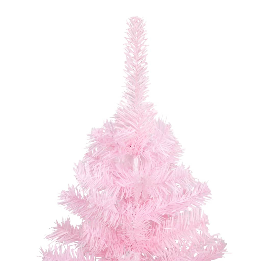 Produktbild för Belyst plastgran med kulor rosa 210 cm PVC