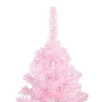 Produktbild för Belyst plastgran med kulor rosa 210 cm PVC