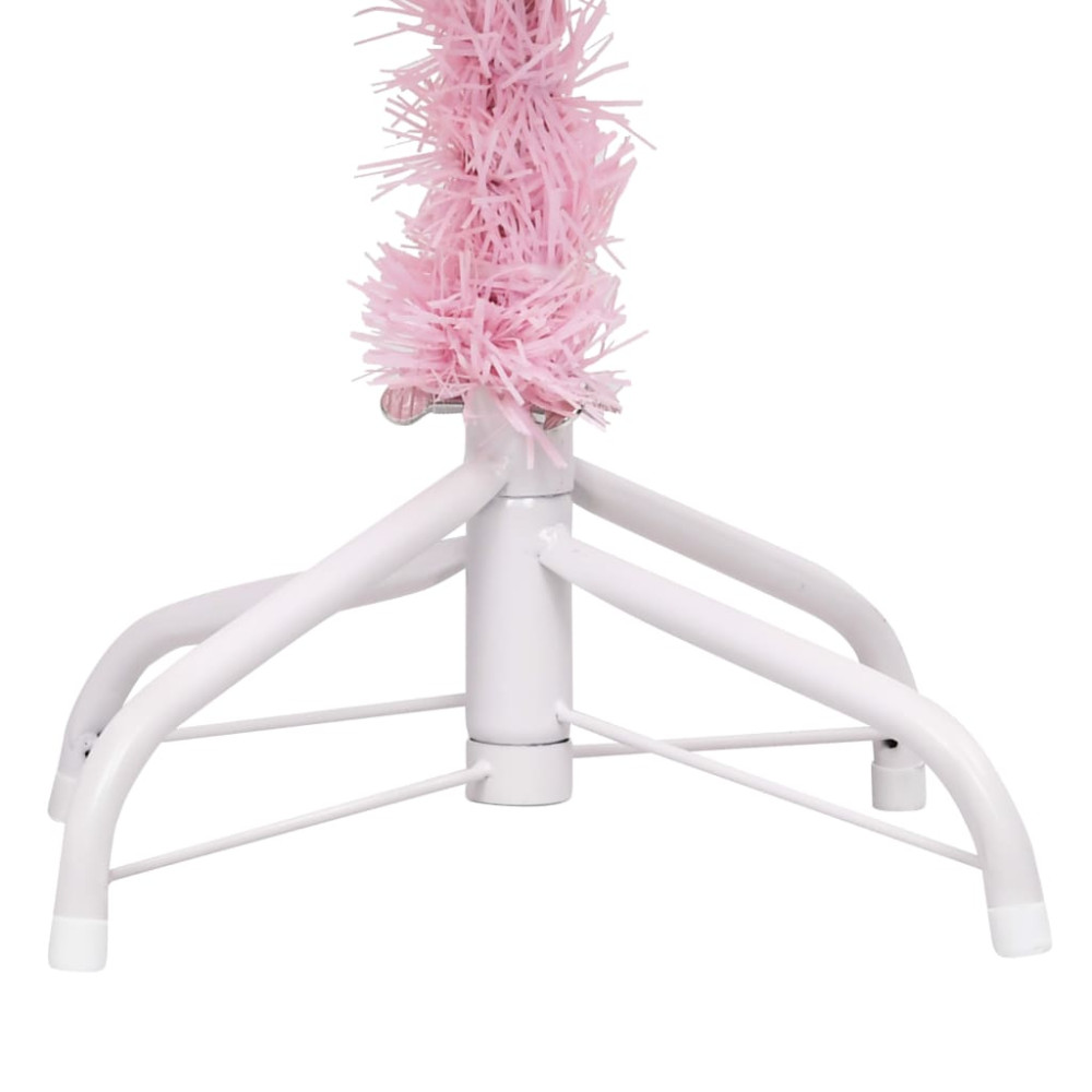 Produktbild för Belyst plastgran med kulor rosa 210 cm PVC