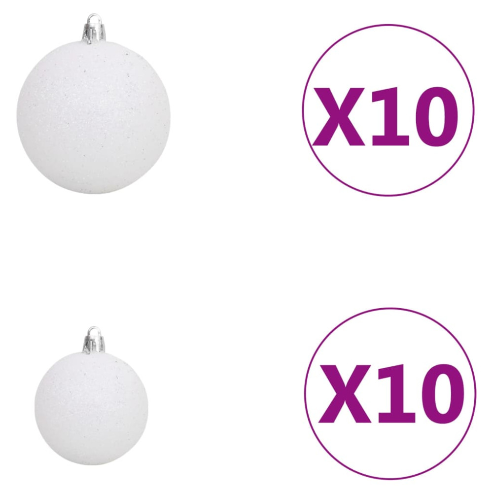 Produktbild för Belyst plastgran med kulor rosa 210 cm PVC