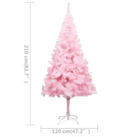 Produktbild för Belyst plastgran med kulor rosa 210 cm PVC