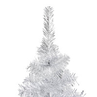 Produktbild för Belyst plastgran med kulor silver 210 cm PET