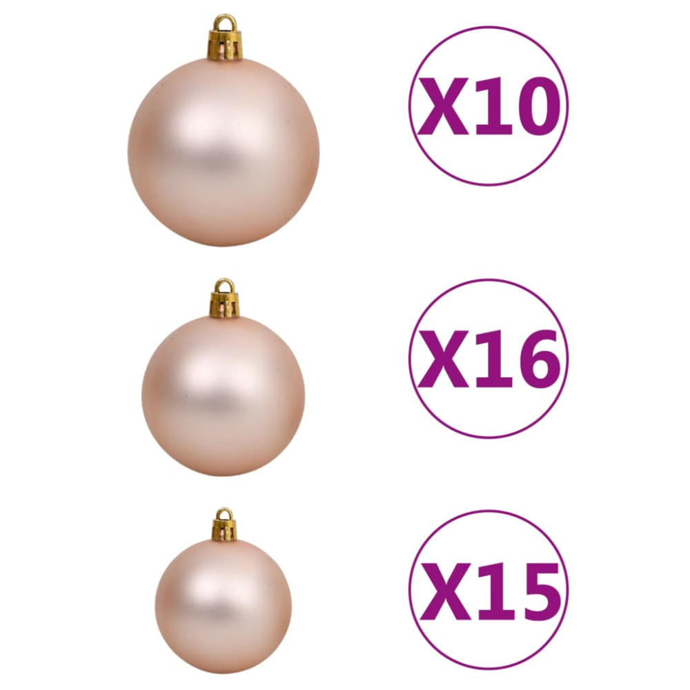 Produktbild för Plastgran med LED och julgranskulor och snö 210 cm PVC&PE
