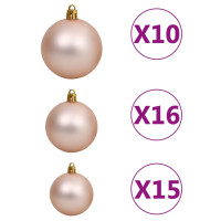 Produktbild för Plastgran med LED och julgranskulor och snö 210 cm PVC&PE