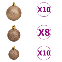Produktbild för Plastgran med LED och julgranskulor och snö 210 cm PVC&PE