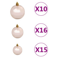 Produktbild för Plastgran med LED och julgranskulor och snö 210 cm PVC&PE