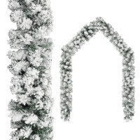 Produktbild för Julgirlang med LED och julkulor grön 20 m PVC