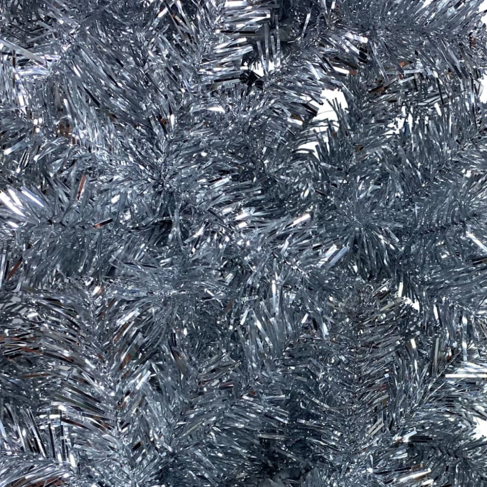Produktbild för Belyst plastgran slimmad med kulor silver 150 cm