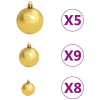 Produktbild för Belyst plastgran slimmad med kulor silver 150 cm