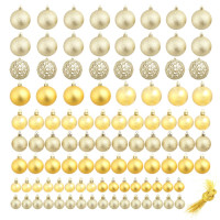 Produktbild för Julgranskulor 100 delar set 3/4/6 cm guld