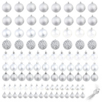 Produktbild för Julgranskulor 100 delar set 3/4/6 cm silver