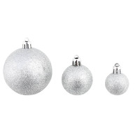 Produktbild för Julgranskulor 100 delar set 3/4/6 cm silver