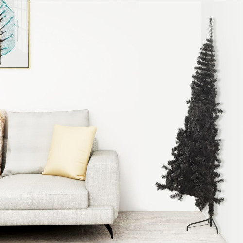 vidaXL Halv plastgran med stativ svart 150 cm PVC