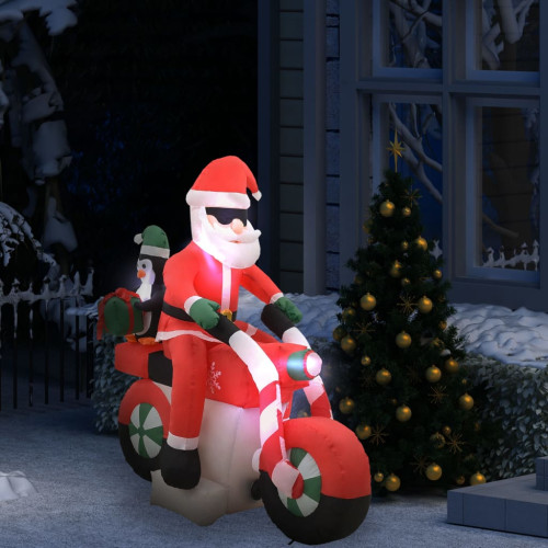 vidaXL Uppblåsbar jultomte på motorcykel LED IP44 160 cm