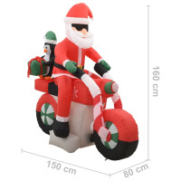 Produktbild för Uppblåsbar jultomte på motorcykel LED IP44 160 cm